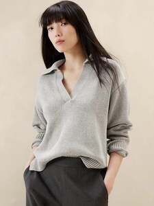Banana Republic Textured Johnny-Collar Sweater